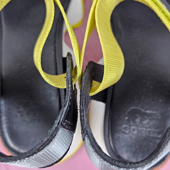 Sorel Women's Platform Sport Sandals Black Yellow Chunky Lug Sole Size 8 - Picture 14 of 16